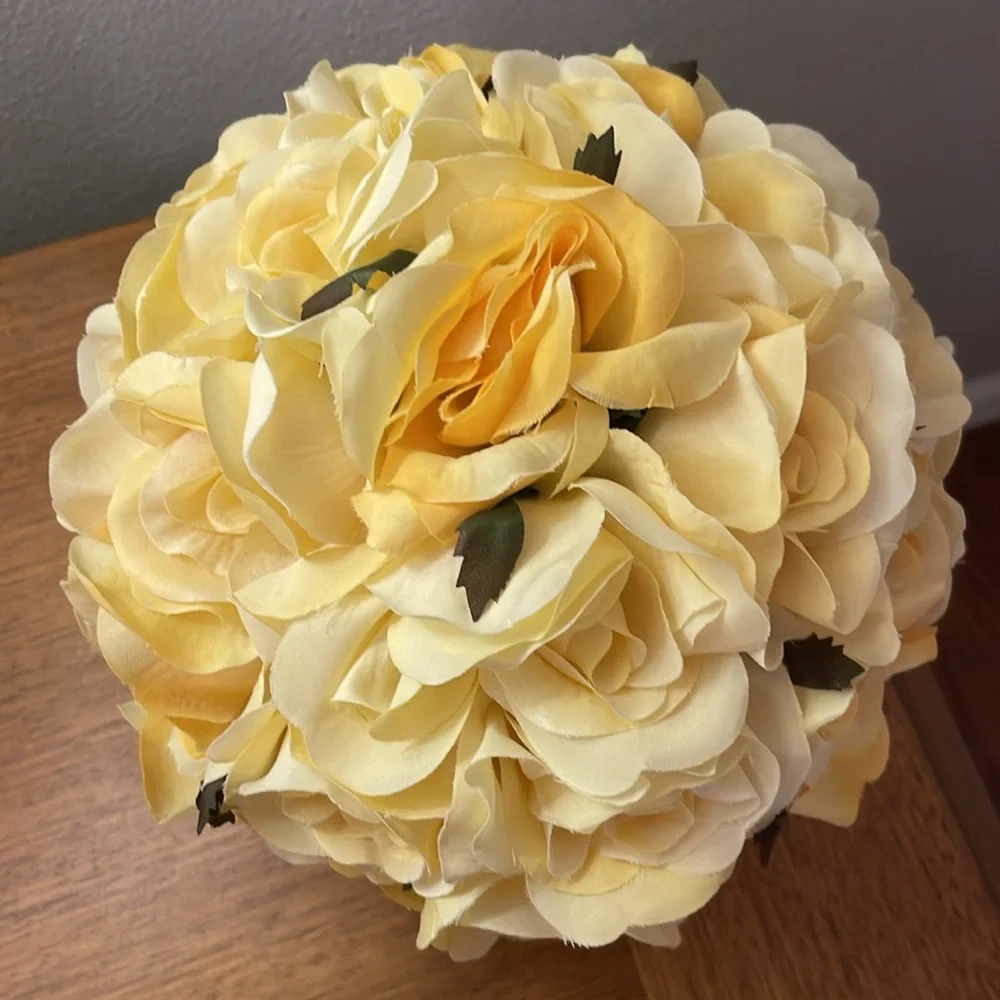Faux Artificial Flower Arrangement Yellow Roses